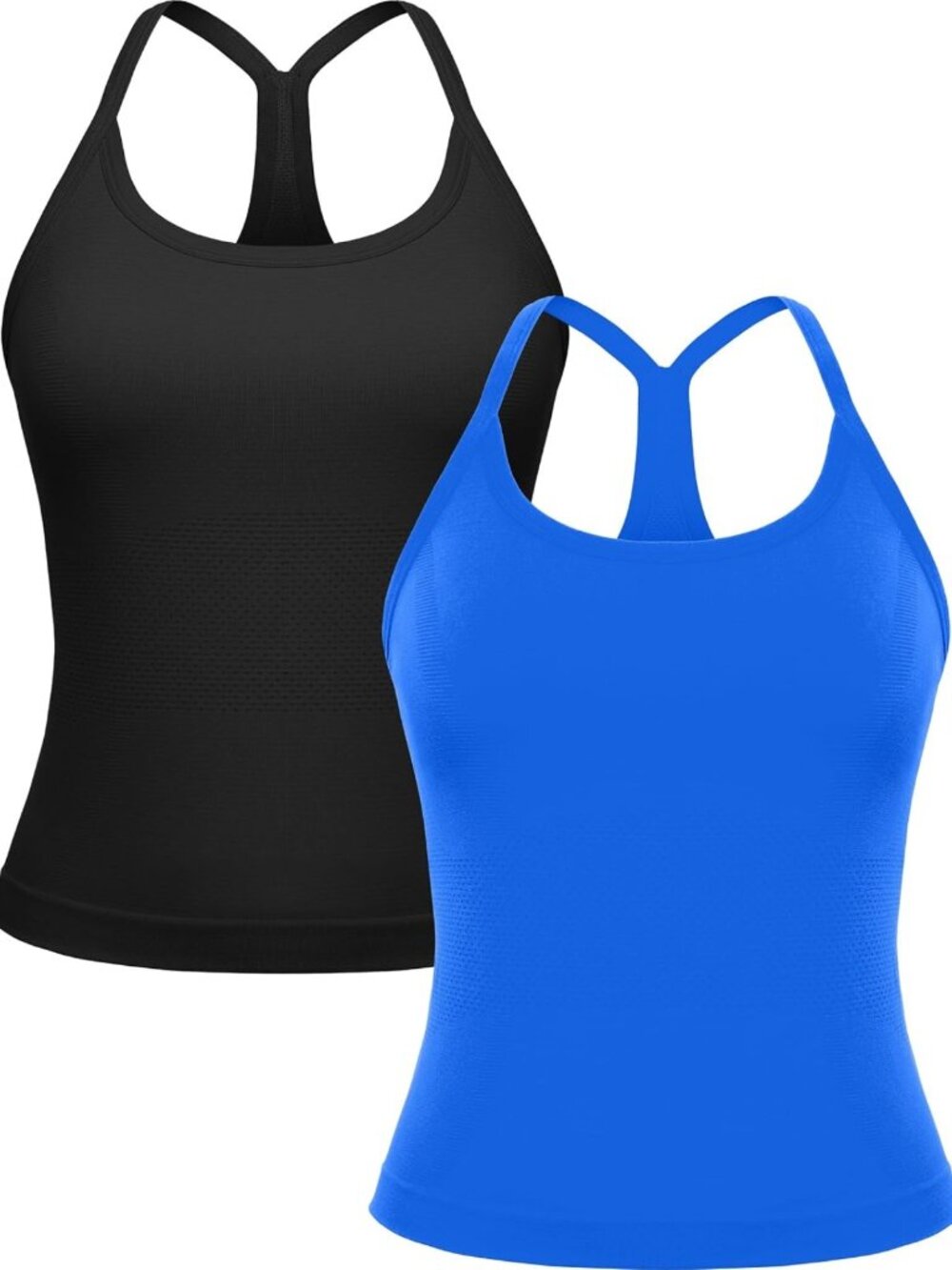2 Pack Women's Workout Racerback Tank Tops with Built-in Bra for Activewear